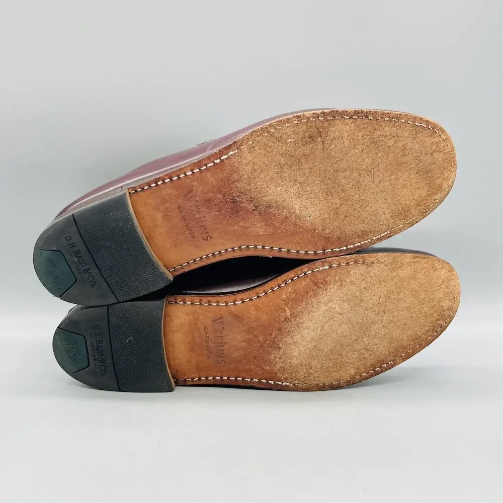 GH Bass & Co Shoes Mens 10.5 Brown Leather Weejuns Penny Loafers Slip On Dress